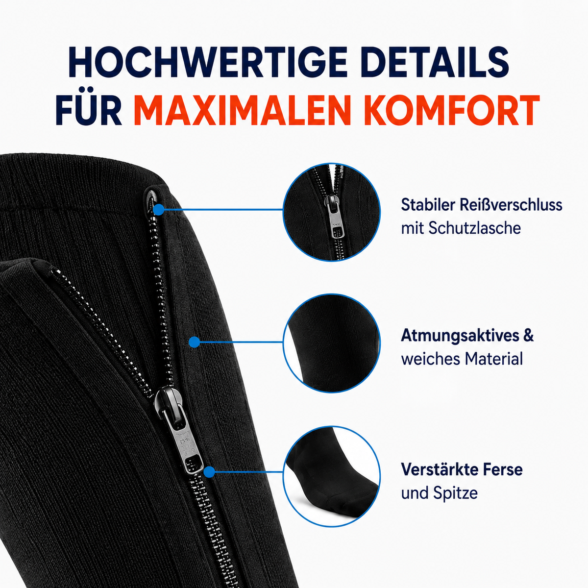 Nuvexia Kompressionsstrümpfe mit Reißverschluss